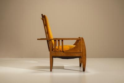 Amsterdam School Reclining Armchair in Oak The Netherlands 1930s