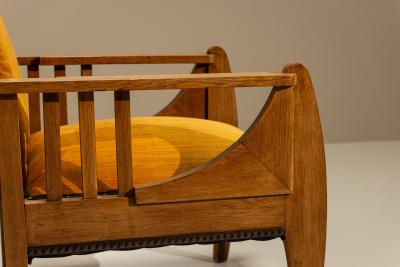 Amsterdam School Reclining Armchair in Oak The Netherlands 1930s