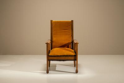 Amsterdam School Reclining Armchair in Oak The Netherlands 1930s
