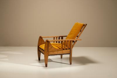 Amsterdam School Reclining Armchair in Oak The Netherlands 1930s