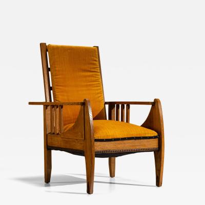 Amsterdam School Reclining Armchair in Oak The Netherlands 1930s