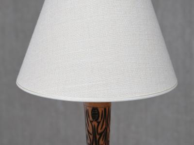 Amsterdam School Table Lamp with Carved Foliate Decoration Netherlands 1920s