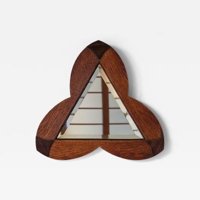 Amsterdam School Trefoil Mirror in Oak and Ebony Macassar Netherlands 1930s