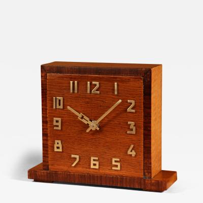 Amsterdam school Early Electrical Oak And Rosewood Mantel Clock Circa 1920 40