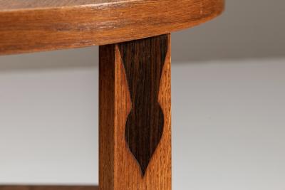 Amsterdamse School Sidetable in Oak and Coromandel The Netherlands 1930s