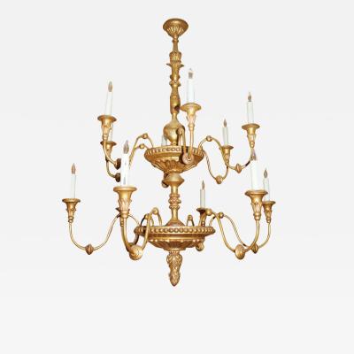 An 18th Century Italian Giltwood 12 Light Chandelier