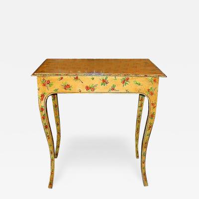 An 18th Century Italian Louis XV Green Polychrome Side Table