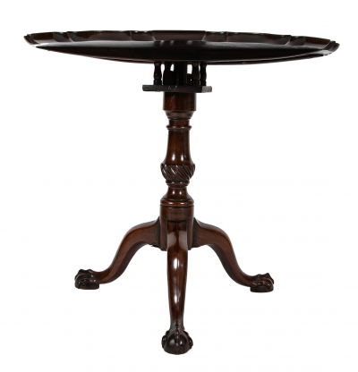 An 18th Century Mahogany Pie Crust Birdcage Tilt Turn Table