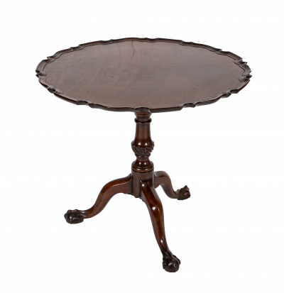 An 18th Century Mahogany Pie Crust Birdcage Tilt Turn Table