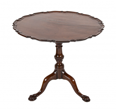 An 18th Century Mahogany Pie Crust Birdcage Tilt Turn Table