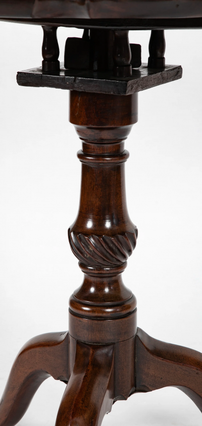 An 18th Century Mahogany Pie Crust Birdcage Tilt Turn Table
