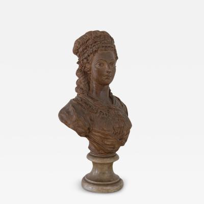 An 18th century French Terracotta Bust of a Young Woman signed and dated 1789