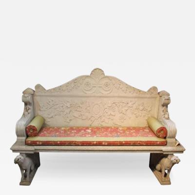 An 19th Century Italian Carrara Marble Garden Bench