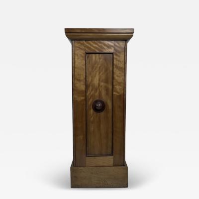 An Aesthetic Movement Satin Birch Bedside Cabinet with a Central Walnut Handle