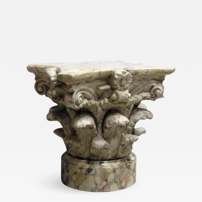 An American Painted Plaster Corinthian Capital with Faux Marble Base and Top