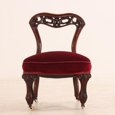An Antique Victorian Carved Walnut Boudoir Chair 19th Century 