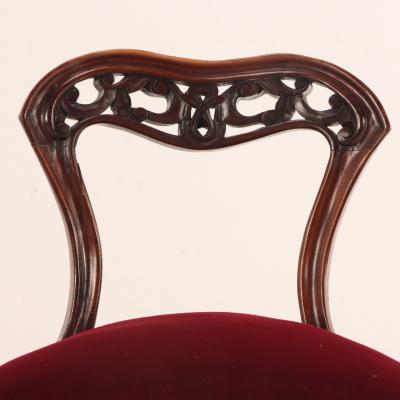 An Antique Victorian Carved Walnut Boudoir Chair 19th Century 