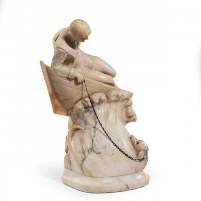 An Art Deco alabaster carving