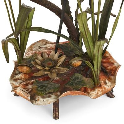 An Art Nouveau Japonisme Bronze Heron Floor Lamp