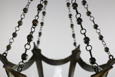 An Arts Crafts Brass Conical Shaped Lantern with Its Original Conical Shade