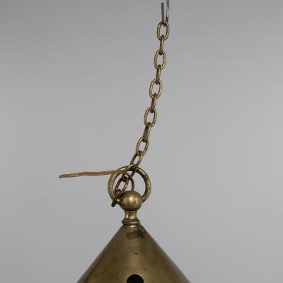 An Arts Crafts Brass Lantern with the Original Vaseline Shade