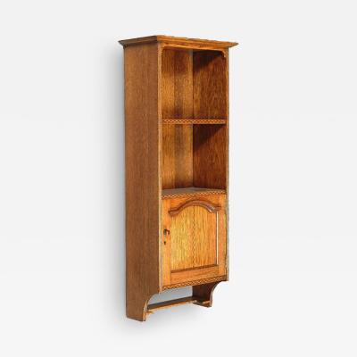 An Arts Crafts Oak Chequer Inlaid Wall Cabinet