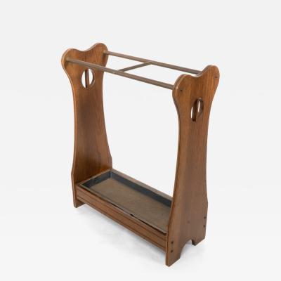 An Arts Crafts Oak Umbrella Walking Stick Stand