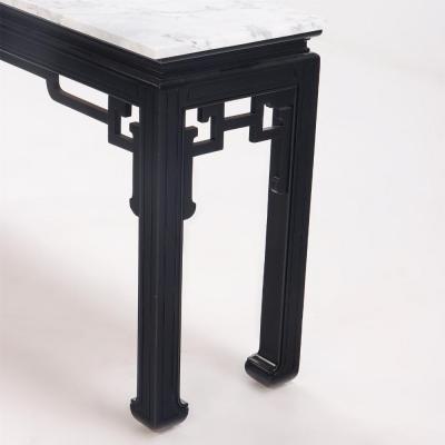 An Asian style marble top ebonized console table circa 1950 