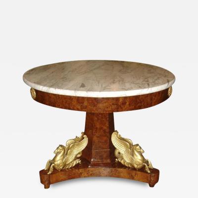 An Early 19th Century Italian Burl Walnut Center Pedestal Table