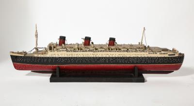 An Early Hand Made Wood Model of the RMS Queen Mary