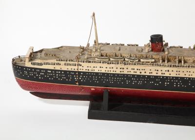 An Early Hand Made Wood Model of the RMS Queen Mary