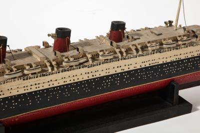 An Early Hand Made Wood Model of the RMS Queen Mary