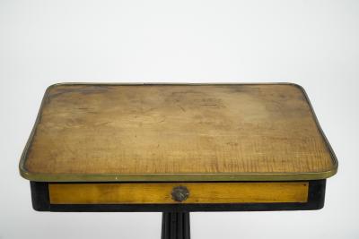 An Early to Mid Victorian Mahogany Satinwood Top Pedestal Occasional Table