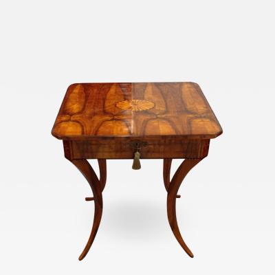 An Elegant Biedermeier Single Drawer Sewing Table