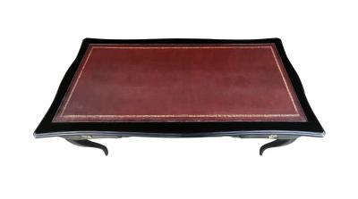 An Elegant French Louis XV Style Ebonized 3 Drawer Writing Desk with Leather Top