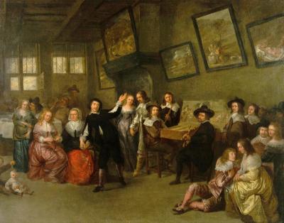 An Elegant Musical Party in an Interior attributed to Gillis van Tilborgh