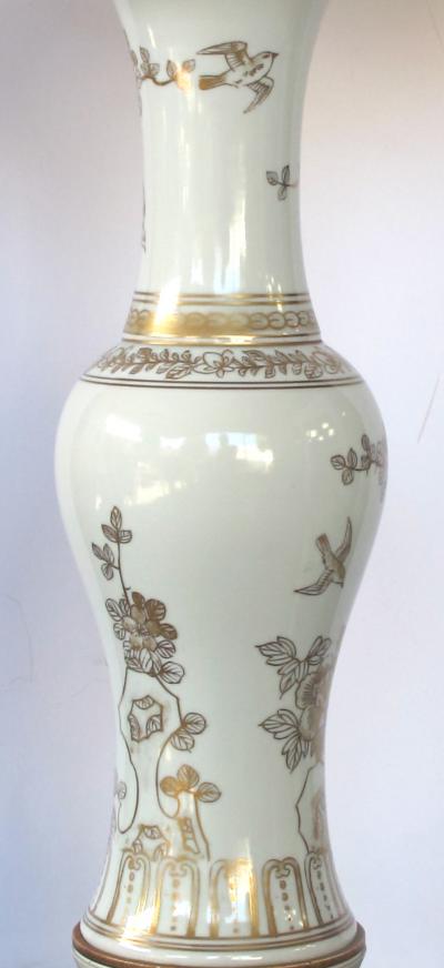 An Elegant Pair of 19th Century Chinese Porcelain Vases Now Lamps
