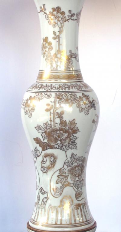 An Elegant Pair of 19th Century Chinese Porcelain Vases Now Lamps