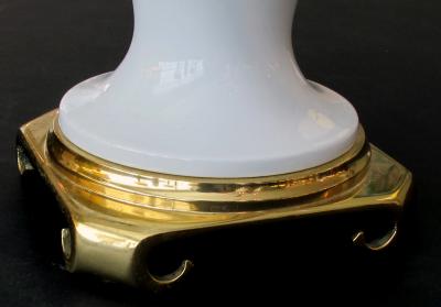 An Elegant Pair of German White Porcelain Lamps with Gilt Decoration