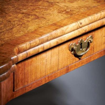 An Elegant and Rare George II Pollard Oak and Walnut Card Table Circa 1740