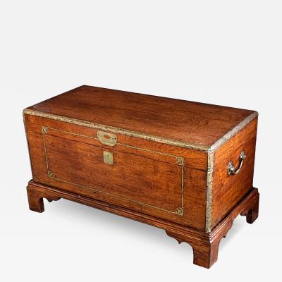 An English 19th Century Mahogany Campaign Trunk Chest with Brass Detailing