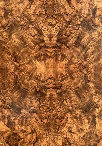 An English Burr Walnut and Marquetry Tilt top Breakfast Center Table