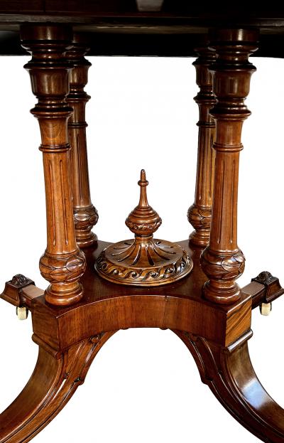 An English Burr Walnut and Marquetry Tilt top Breakfast Center Table