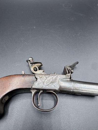 An English Flintlock Screwbarrel Boxlock Pistol