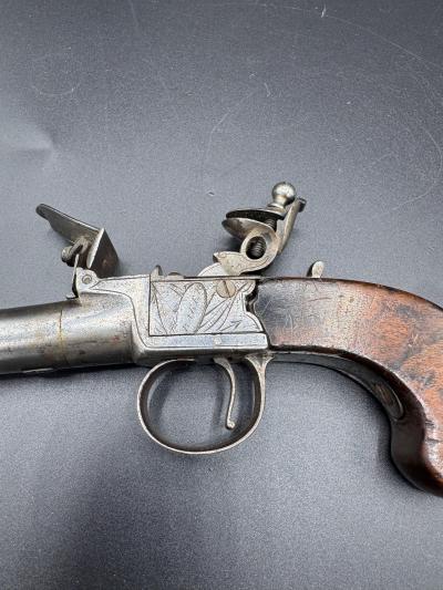 An English Flintlock Screwbarrel Boxlock Pistol