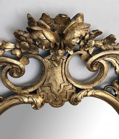 An English George II Style Cartouche shaped Giltwood Mirror with Ho Ho Birds