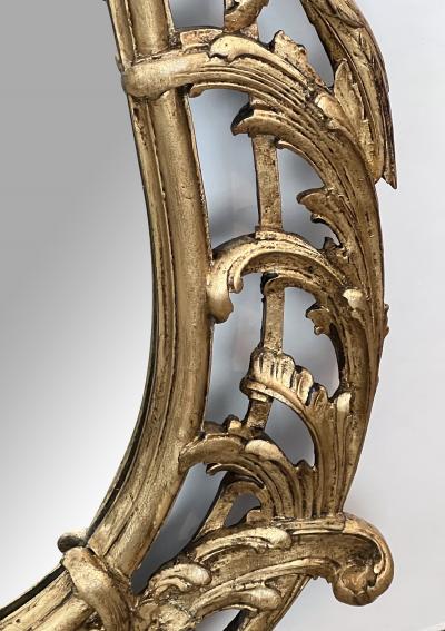 An English George II Style Cartouche shaped Giltwood Mirror with Ho Ho Birds