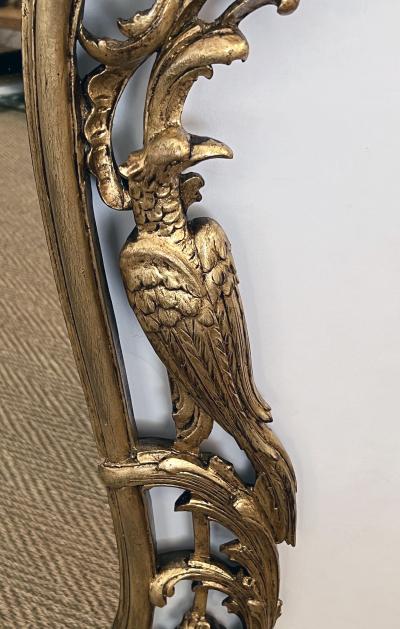An English George II Style Cartouche shaped Giltwood Mirror with Ho Ho Birds