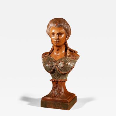 An Excellent Quality Russian Sculpture Of A Bust Wood Carving Of A Noble Lady