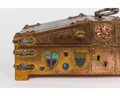 An Exceptional American Caldwell Renaissance Style Bronze and Enamel Humidor
